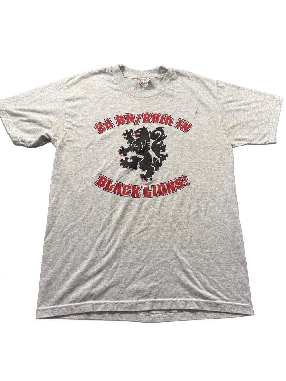 Vintage 2nd BN 28th Infantry Black Lions Army Unit T-Shirt Gray Men’s Medium